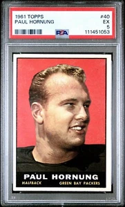 1961 Topps Football #40 PAUL HORNUNG {PSA EX 5} GREEN BAY PACKERS HOF - Picture 1 of 4