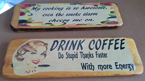 Signs Folk Art Solid Wood Coffee Cooking(3040Tote15) Multi-Colors Good Clean - Picture 1 of 7