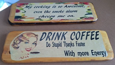 Signs Folk Art Solid Wood Coffee Cooking(3040Tote15) Multi-Colors Good Clean - Image 1 of 4