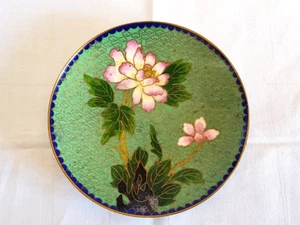 Antiker chinesische Cloisonne Emaille Teller mit Blumen muster 20.Jh - Bild 1 von 24