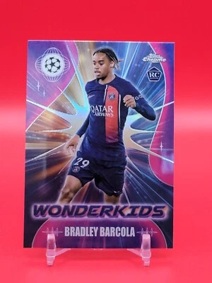 2023-24 Topps Chrome UEFA Club Wonderkids Bradley Barcola Rookie RC #WK-9 PSG - Image 1 of 2