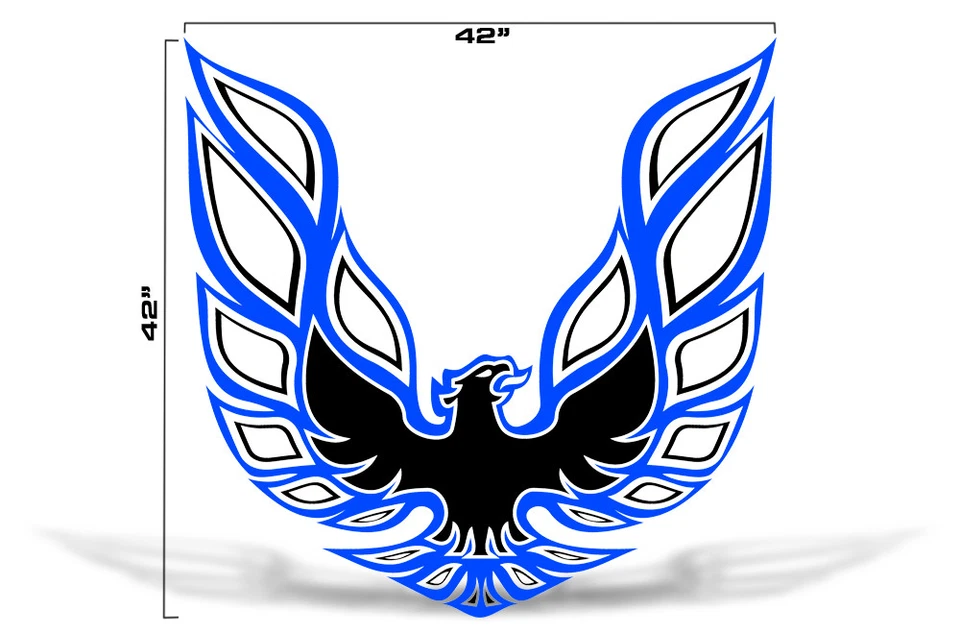 42" X 42" Firebird Hood Graphic Decal Sticker For Pontiac Trans Am BLUE BLACK - Image 1 of 2