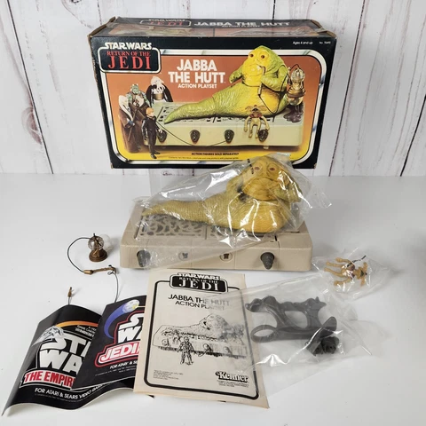 Vintage Star Wars Jabba The Hutt Playset 100% Complete Box and Inserts Kenner Cover