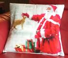 Santa Cat Soft Velvet Christmas Festive Snow Santa Claus Xmas Filled Cushion