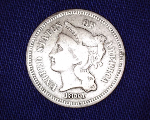 1881 3 Cent Piece Circulated Very Nice Details  #TR104 Cover