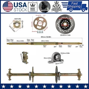 Go Kart Hinterachslager Satz 810mm Drift Wheel Nabe 420 Ritzel Scheibe Quad ATV - Bild 1 von 11