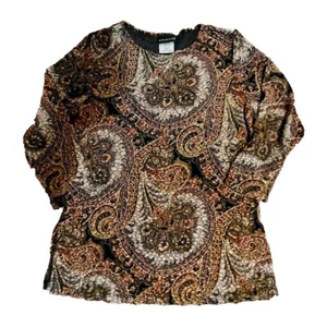 Citiknits stretchy Tunic Top Size Small Multicolor Paisley print 3/4 Sleeves - Picture 1 of 8