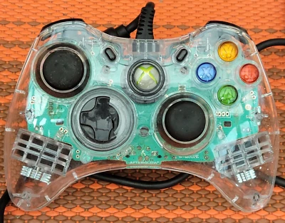 Xbox 360 Controller Afterglow Wired Light Up Green Clear Transparent FREE POST - Image 1 of 4