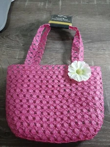(1) Girls Pink Easter Tote bag, Purse with Flower. New  - Picture 1 of 7
