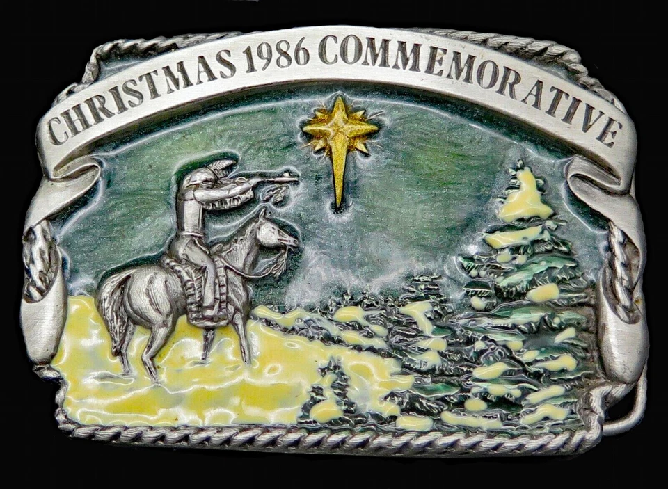 Hebilla de cinturón vintage conmemorativa de Navidad 1986 Foto 1 de 4