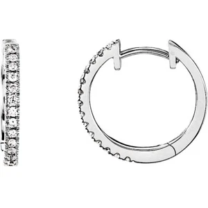 Hoop Diamond Earrings For Dangles or Plain 1/6 ctw GHI Color 14K White Gold - Picture 1 of 7