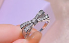 1.2Ct Round Cut Moissanite Bow Wedding Band Ring In 14K White Gold Plated Silver