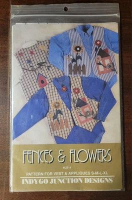Indygo Junction "Fences & Flowers" Vest & Appliques Sewing Pattern #IJ314 S-XL - Image 1 of 2