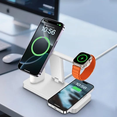 UK 4in1 Fast Wireless Charger For Apple Watch S10 Ultra2 S9 iPhone 16 Pro 15 14 - Image 1 of 4