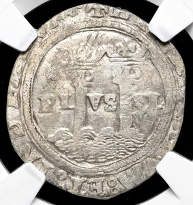 COLONIAL MEXICO 1542-1548 AD, Spain Carlos & Joanna, Johanna Silver Real, NGC - Picture 1 of 5