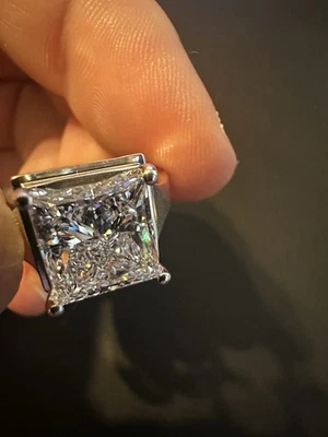 6.03 Ct. Princess Cut Lab Created Diamond Sterling Silver Ring Size 6.5. VS2/E  - Image 1 of 4