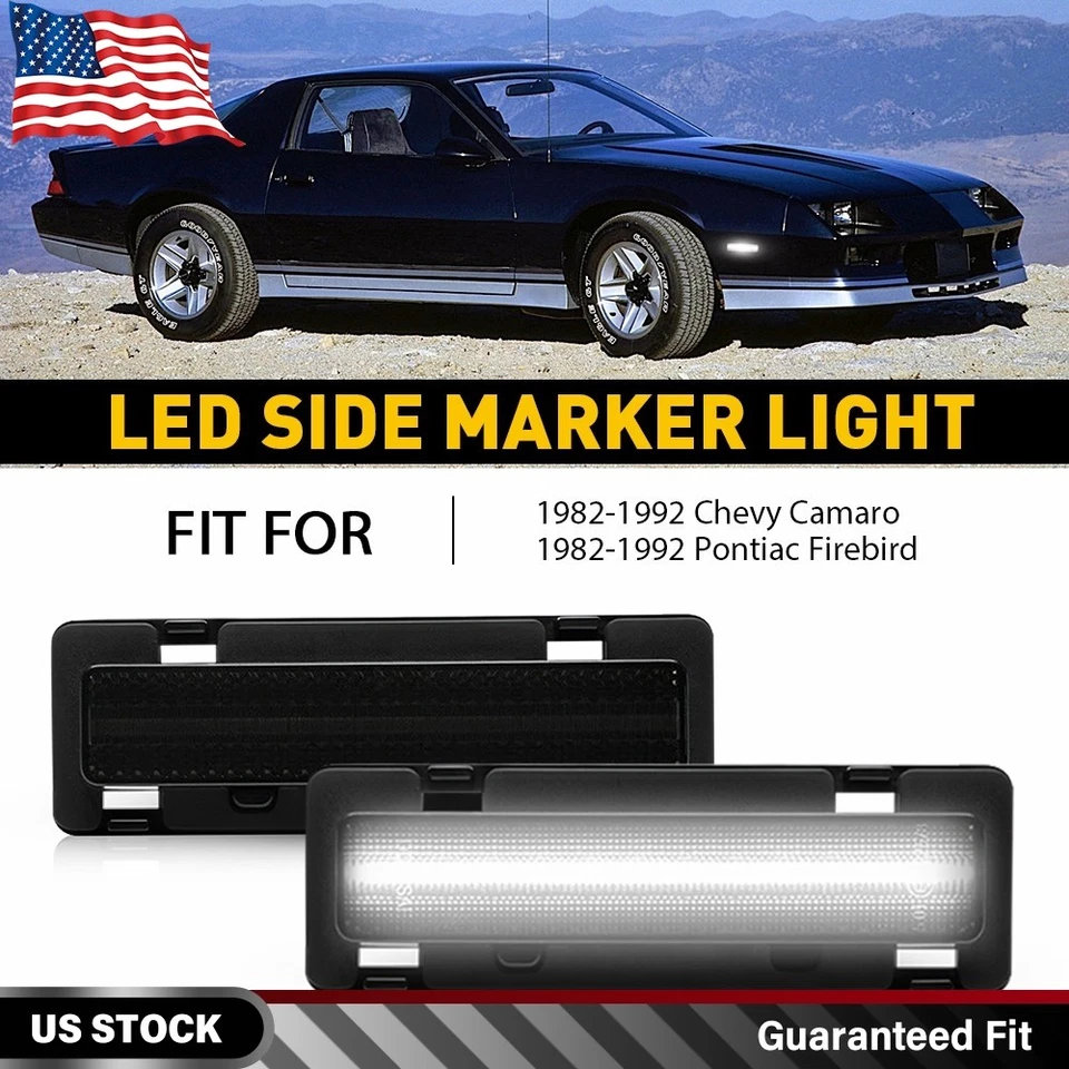 Luz de señalización lateral LED delantera blanca para Chevy Camaro Pontiac Firebird 1982-1992 Foto 1 de 4