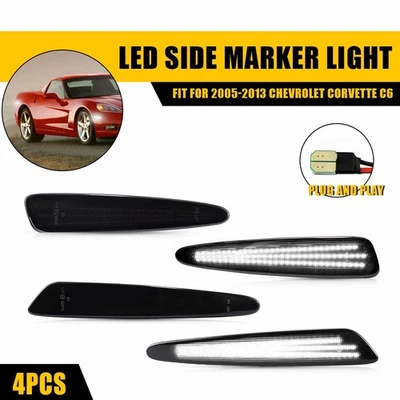 Par de 3 filas 2* LED blanco guardabarros marcador lateral para luces 05-13 Chevrolet Corvette C6 Foto 1 de 4