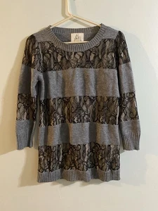 TWG 55% Seide 45% Kaschmir grau Rüschen Pullover Gr. M - Bild 1 von 8