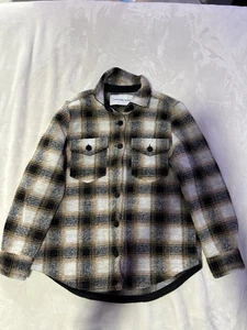 Men’s Calvin Klein Brown/White Size Small Plaid Flanel - Picture 1 of 10