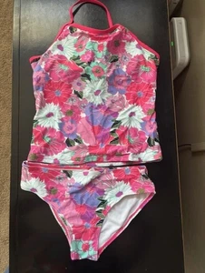 NEW Kanu Surf Girls' Melanie Beach Sport 2-pc UPF 50+ Banded Tankini, Pink SZ 14 - Picture 1 of 4