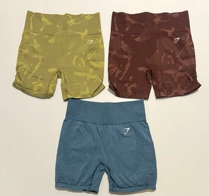 Gymshark Lot of 3 Vital Seamless Shorts Adapt Camo Compression Shorts Sz L - Picture 1 of 10