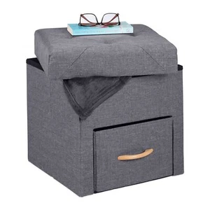 Tabouret de Rangement tiroir Compartiment Pliable rembourré Pouf Confort HxLx... - Picture 1 of 8