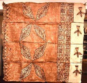 GRANDE pannello vintage in tessuto corteccia di tapa, tonga, polinesiano, 80" x 76" - Foto 1 di 16