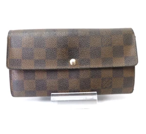 Authentic LOUIS VUITTON Damier Ebene Portefeuille Sarah Long Wallet #40822 - Imagen 1 de 23