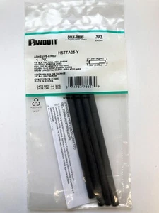 NOS - Panduit HSTTA25-Y 6-Inch Adhesive-Lined Heat Shrink 1/4" Black 4 pcs/Pack - Picture 1 of 3