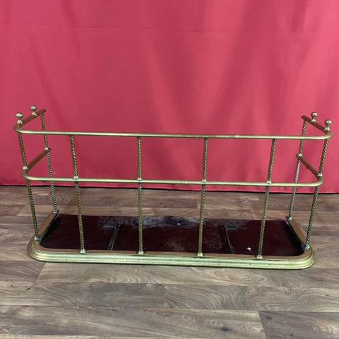 Brass Fireplace Fender Tall Fence Rope Twist Columns Victorian Guard Cover