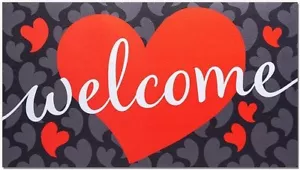 Valentine's Day Welcome Mats Outdoor Door mat Colorful Door Mat Indoor Red Love - Picture 1 of 11