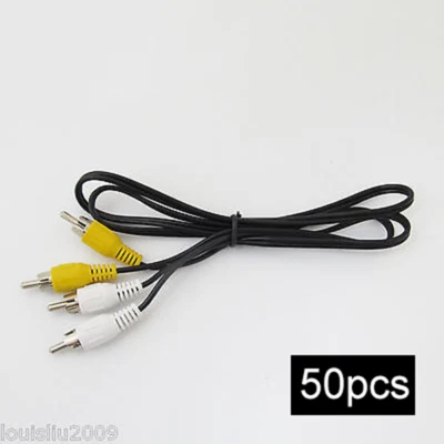 50pcs Twin RCA Phono Male cable 2 RCA Phono Male to Male Audio Cable 3.3ft/1M - Image 1 of 3