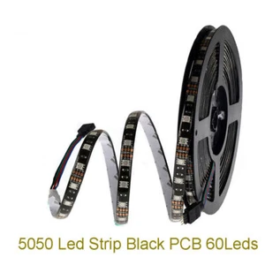 SMD 5050 RGB RGBW RGBWW LED Strip Light DC 12V black PCB tape string lamp 1-5M - Picture 1 of 21