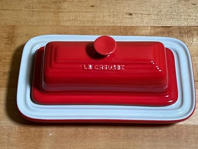 Le Creuset Cerise Red Covered Butter Dish Stoneware 2 Piece Set - Image 1 of 4