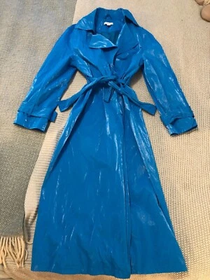 Topshop Faux Patent Leather Blue Raincoat US 2 - Image 1 of 4