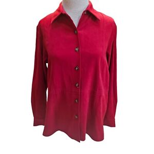 Talbots Faux Suede Shacket Button Up Shirt Jacket Red Size S