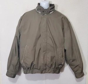 Members Only Jacket Mens Large Quilted Zip Lining Brown Bomber Full Zip FLAW - Picture 1 of 18
