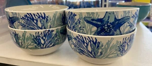 Set Of 4 or Set of 6 Royal Norfolk Water Coral Swirl Soup Cereal Bowls 5"