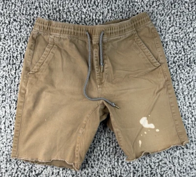 Men's Volcom Chino Jogger Shorts Drawstring Stretch Frayed Hem Beige Size Large - Image 1 of 4