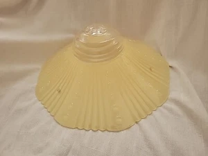 Antik viktorianisch gelb glänzend Glas Lampe Schirm Deckenleuchte 3 Loch Kette 11x7  - Bild 1 von 8