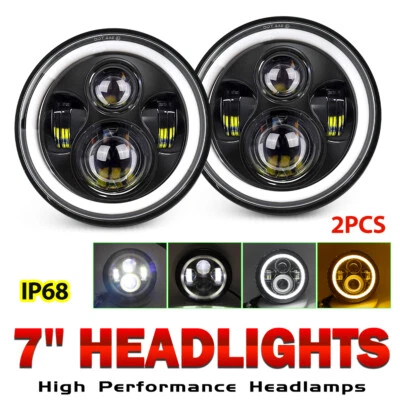 7" Round LED Headlights Hi/Lo DRL For C20/30 Pickup 61-1974 Chevy Truck 47-1957 - Image 1 of 4