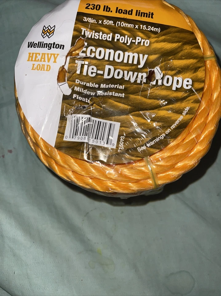Wellington Cordage #15013 3/8 英寸 x 50 英尺黄色聚绳 Wellington Cordage Llc 出品 — 第 1/1 张图片