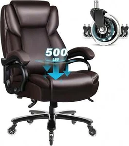 500lbs Heavy Duty big and tall leather office Chair Ergonomic executive Caster - Picture 1 of 7