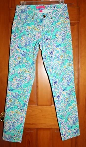 EUC Lilly Pulitzer SOUTH OCEAN SKINNY CROP JEANS-Melon Fig Tint Retail $158 sz 2 - Picture 1 of 9
