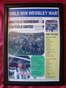 Sheffield Wednesday 2 Sheffield United 1 - 1993 FA Cup semi - framed print - Picture 1 of 2