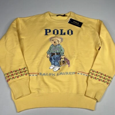 Polo Ralph Lauren Women's SMALL Polo Bear Embroidered Yellow Sweatshirt - Image 1 of 4