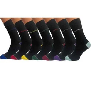Black Polycotton Seven Pairs Socks Everyday Wear Colour Heel 7 Days UK Size 6-11 - Picture 1 of 1
