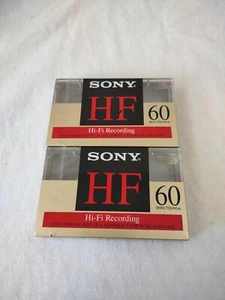2 Sony HF60 Blank Cassette Tapes Type I 60 Minutes Hi-Fi Recording NEW SEALED  - Picture 1 of 2