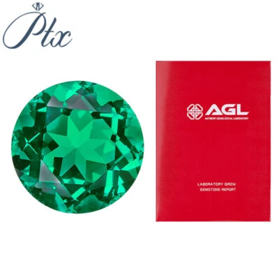 AGL Lab Grown Columbia Emerald Round Shape Exquisite Jewelry Making Materials - Image 1 of 4